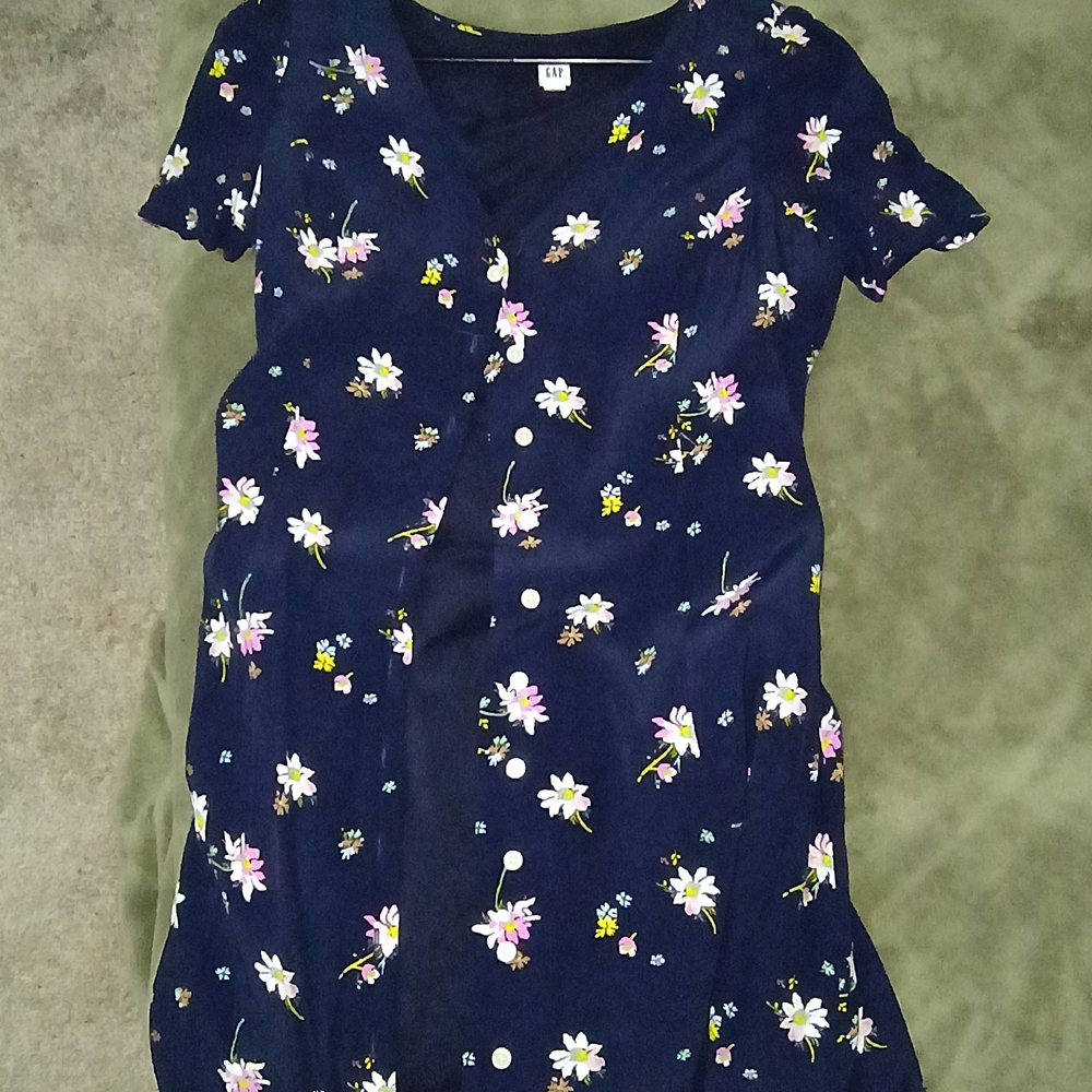 GAP Navy Floral Midi Dress